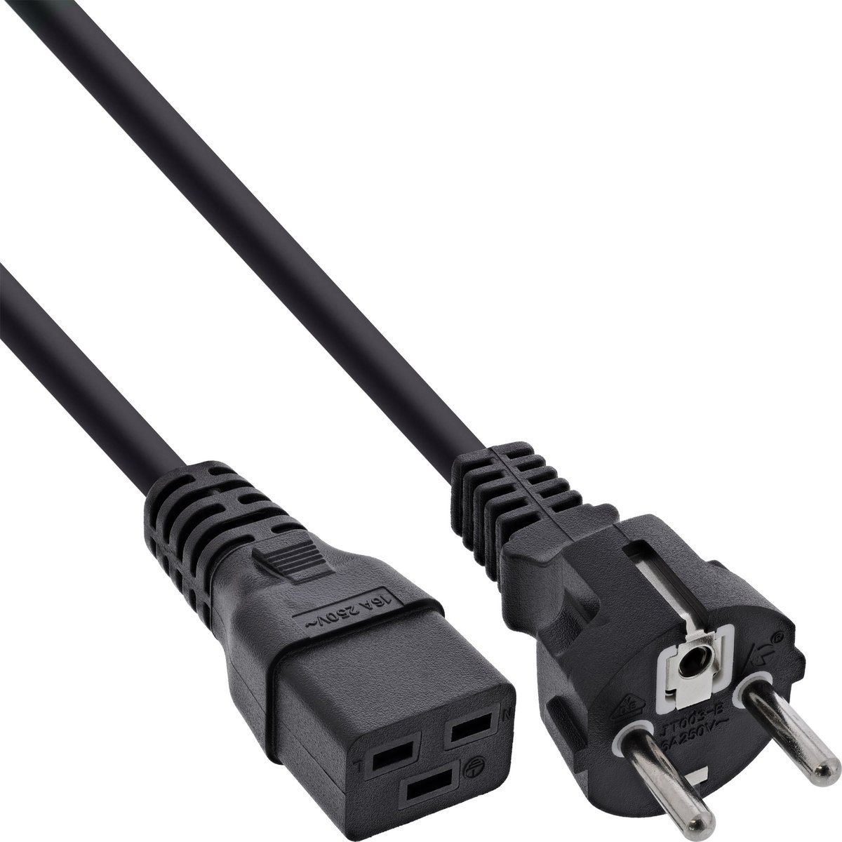 InLine Cavo alimentazione PSU IEC60320 C-19 / Schuko, Nero - 2,0 m