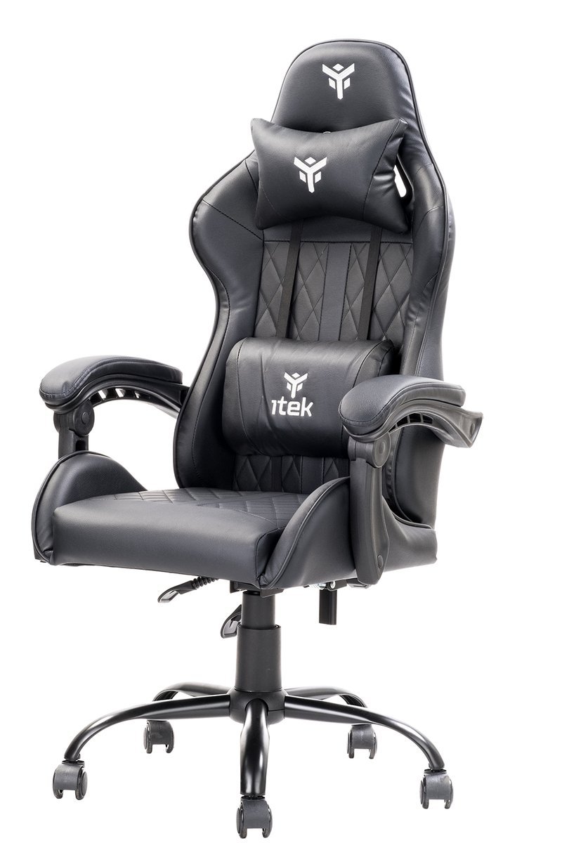 ITEK RHOMBUS PF10 SEDIA GAMING DESIGN ERGONOMICO GIREVOLE DI 360° BRACCIOLI IMBOTTITI SCHIENALE RECLINABILE DOPPIO CUSCINO BLACK