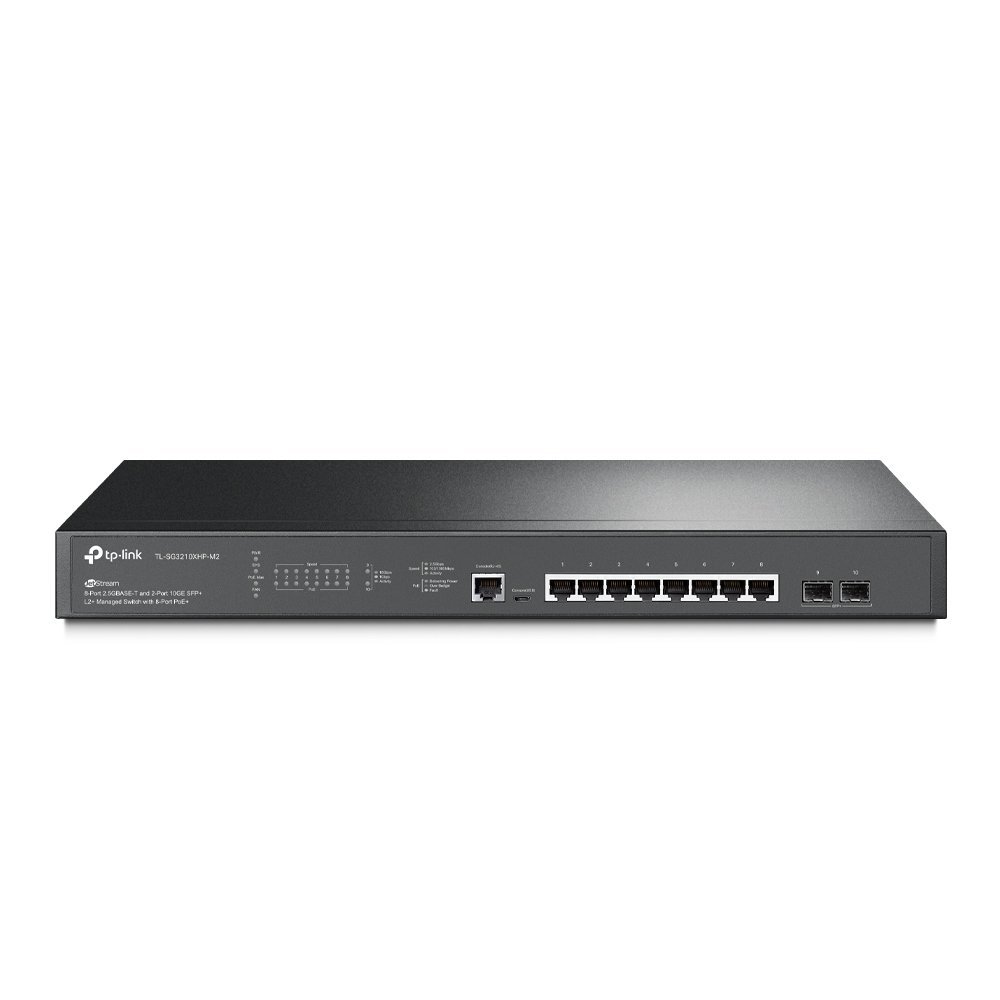 TP-Link JetStream TL-SG3210XHP-M2 switch di rete Gestito L2+ 2.5G Ethernet (100/1000/2500) Supporto Power over Ethernet (PoE) 1U Nero