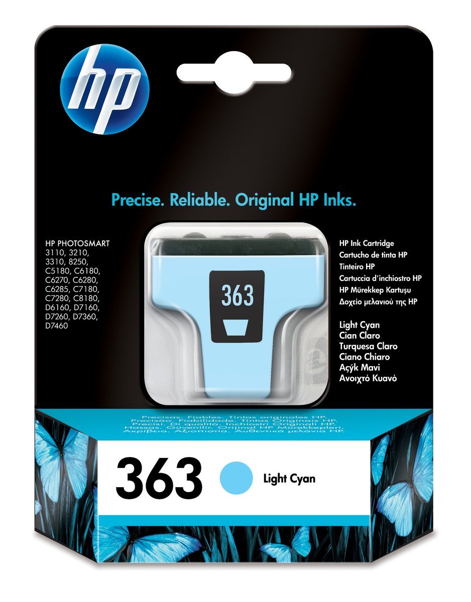 HP 363 Light Cyan Ink Cartridge with Vivera Ink cartuccia d\'inchiostro Originale Ciano chiaro