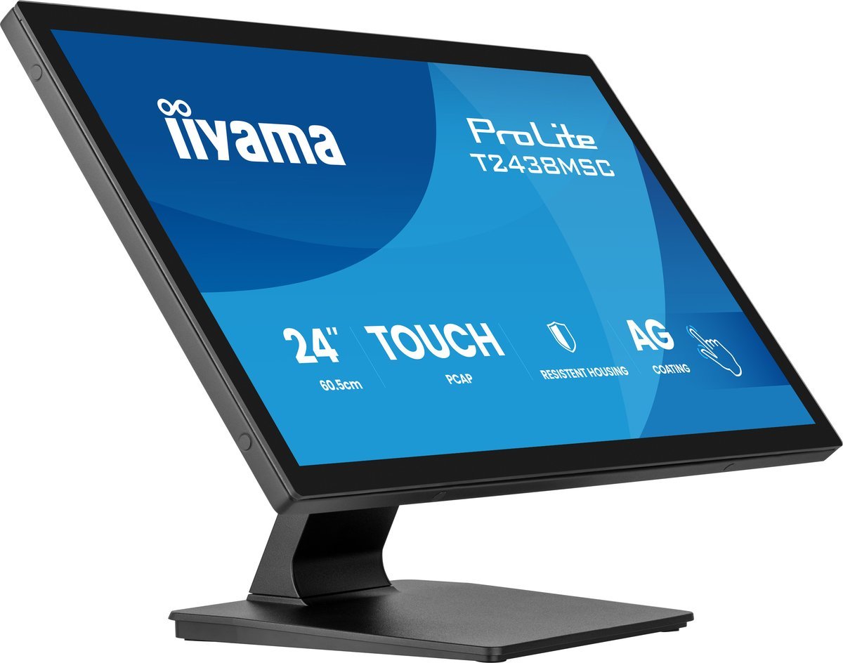 iiyama T2438MSC-B2 Monitor Touch ProLite 24" IPS FHD PCAP 10 punti 600cd IP1X 2xUSB HDMI DP