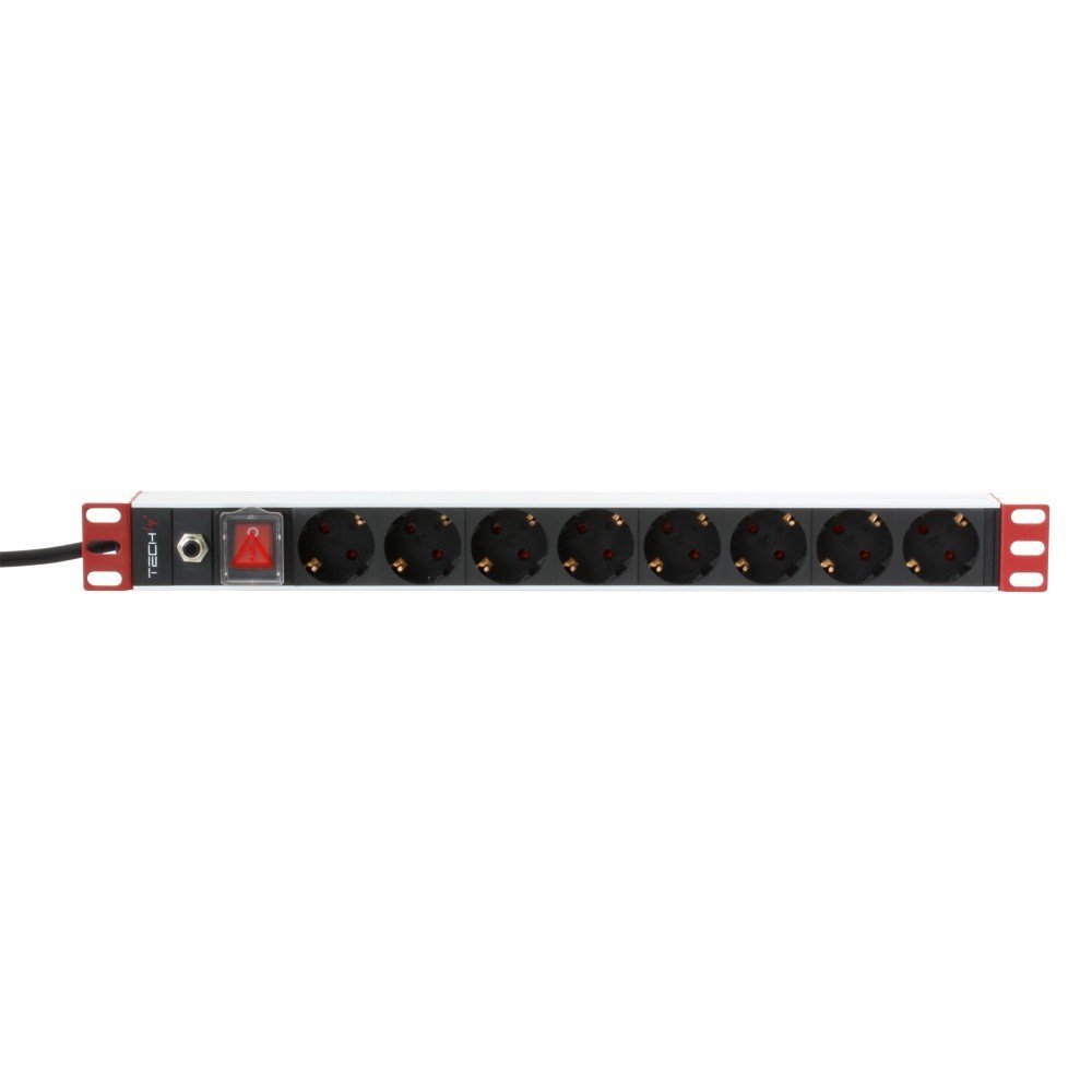 Techly I-CASE STRIP-61UDIT Barra di alimentazione 19" 1U X8 - prese Schuko