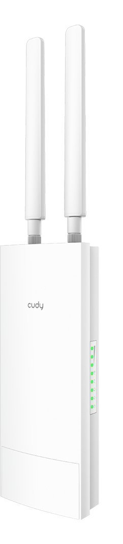CUDY LT700-OUTDOOR MODEM ROUTER 4G LTE CAT 6 DA ESTERNO WI-FI AC1200 SLOT SIM IP65 2 ANTENNE REMOVIBILI MONTABILE SU PALO O A PARETE BIANCO