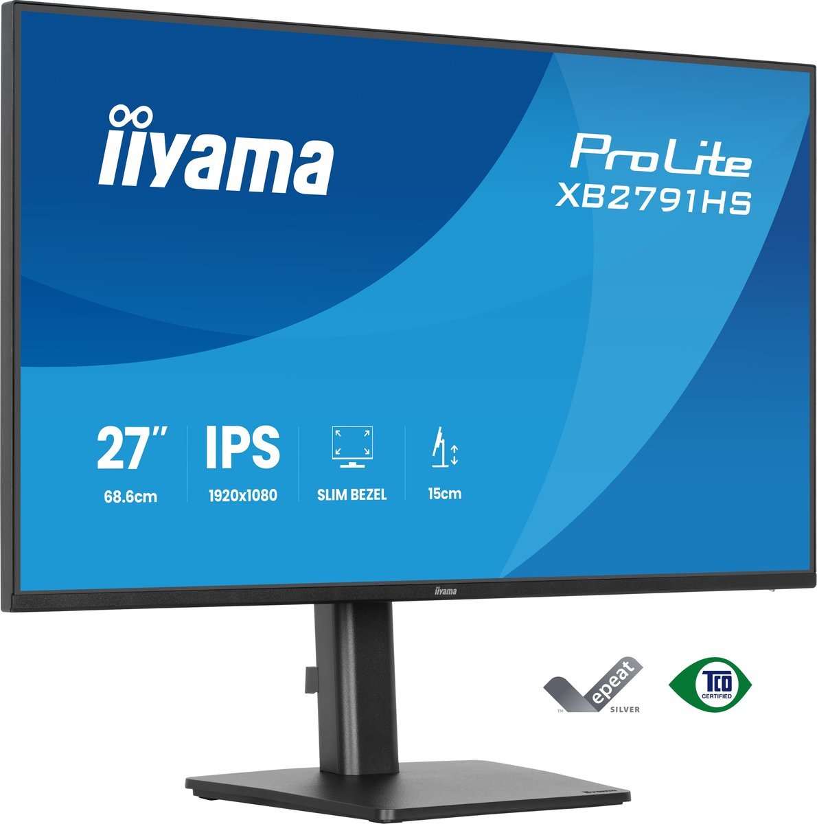 iiyama XB2791HS-B1 Monitor ProLite 27" IPS FHD 120Hz 350cd 1500:1 HDMI DP 2x2W HAS 150mm PIVOT