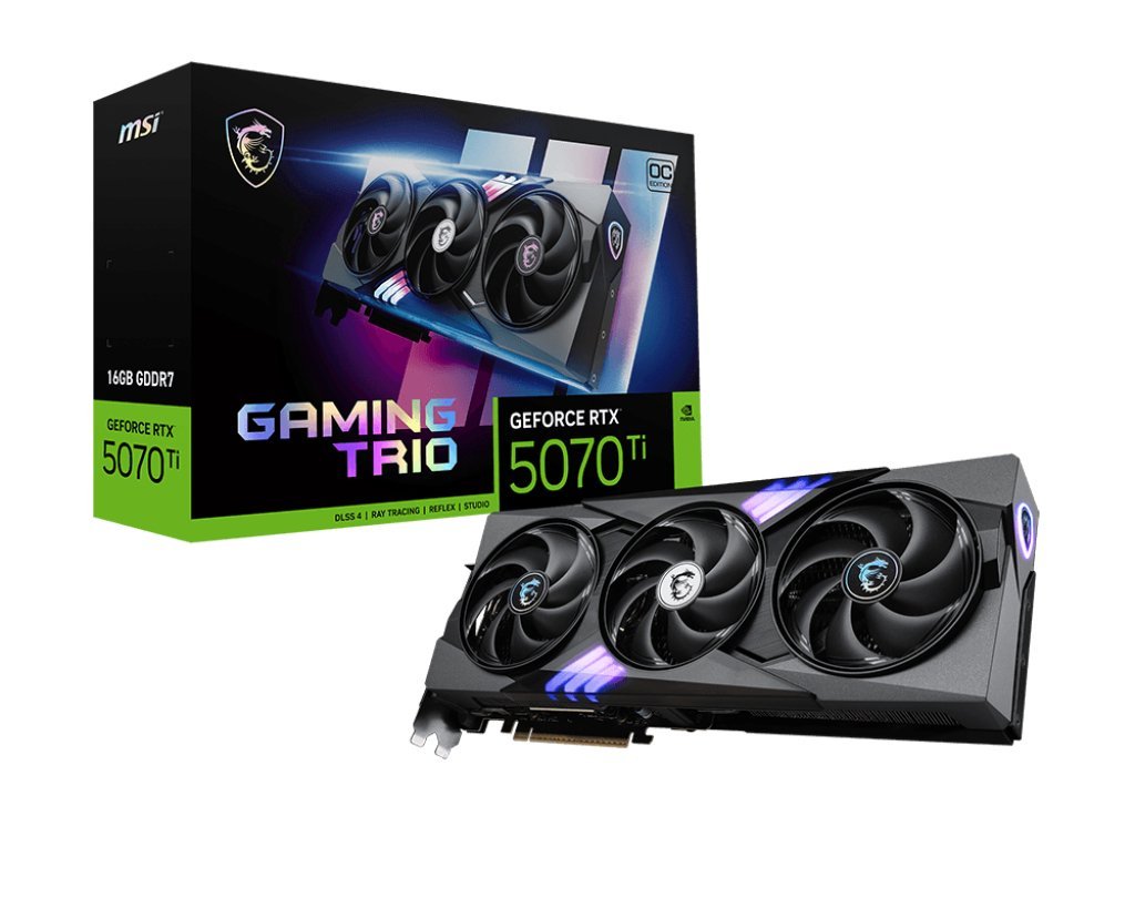 MSI GEFORCE RTX 5070 Ti 16G GAMING TRIO OC NVIDIA 16GB GDDR7 DLSS4 TRIPLE FAN PCI Express 5.0 - 1 x HDMI 3 x DISPLAYPORT