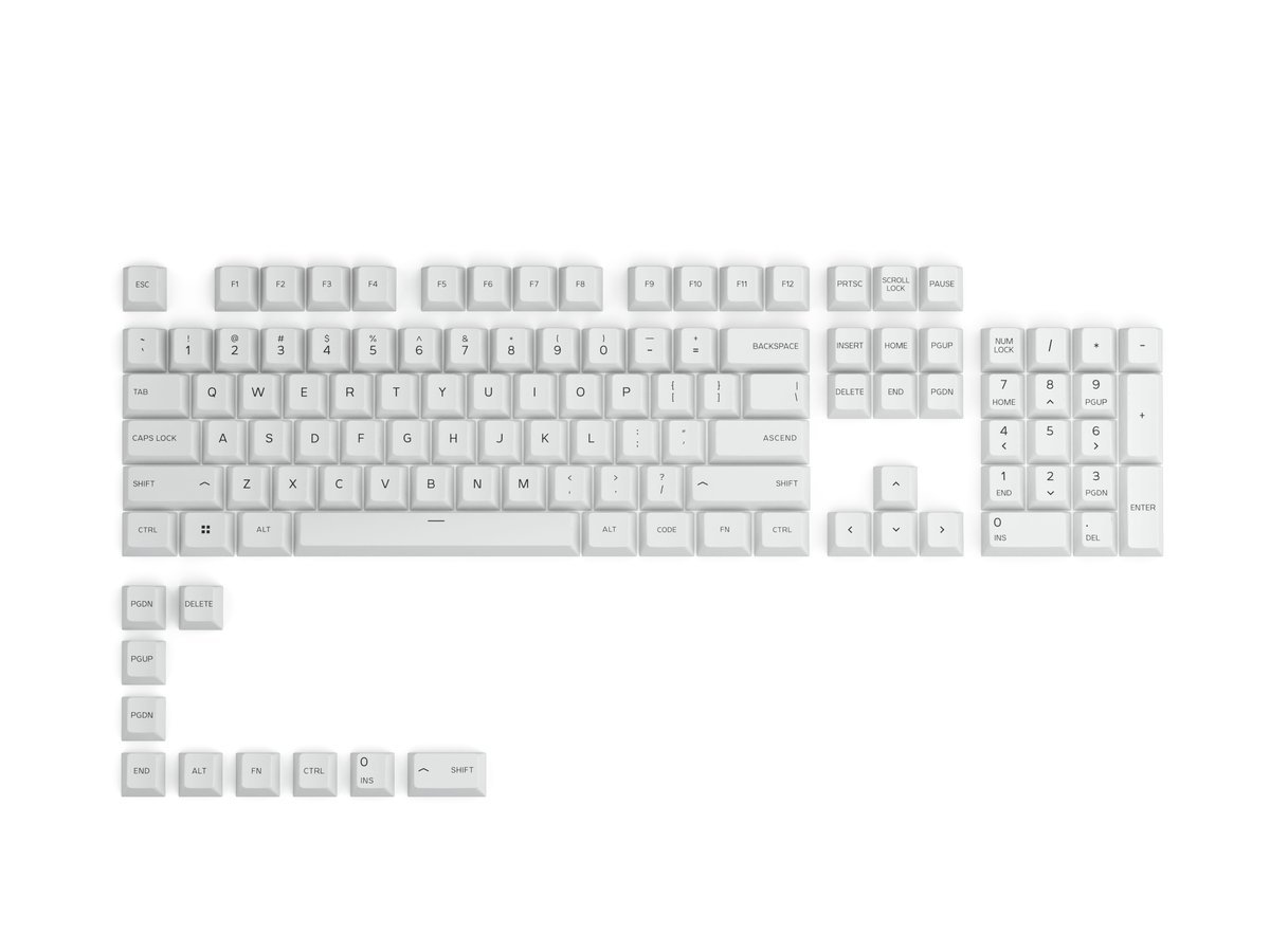 Glorious PC Gaming Race GPBT Keycaps - 114 Tasti in PBT, ANSI, Layout US, Arctic White
