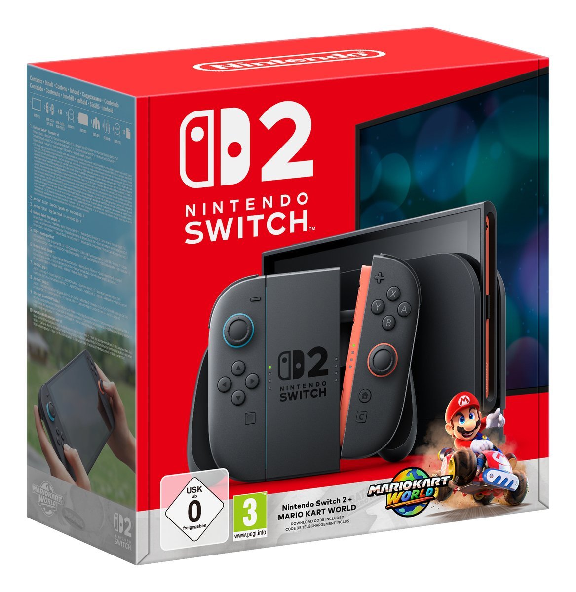 Switch 2 Console Black + Mario Kart World - <p>&nbsp;</p><h1>La nuova evoluzione di Nintendo Switch &egrave; qui!</h1><h3><i style="font-size: 12px;">Insieme, dove e quando vuoi</i></h3><p><i><br /></i>Porta in vita i tuoi giochi grazie allo schermo pi&ugrave; grande a 1080p, oppure collega la console a una TV per giocare a una risoluzione massima di 4K*. Grazie al supporto all&rsquo;HDR e al frame rate fino a 120 fps potrai goderti colori brillanti, una grafica pi&ugrave; definita e un gioco pi