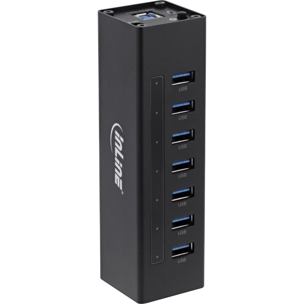 InLine Hub USB 3.2 Gen.1 7 porte - Alluminio nero con alimentatore 12V/2,5A