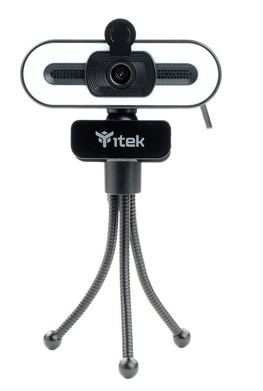 iTek W401L Webcam con microfono, FullHD, 30FPS, USB, Treppiede, Luce LED 3 mode - Nero