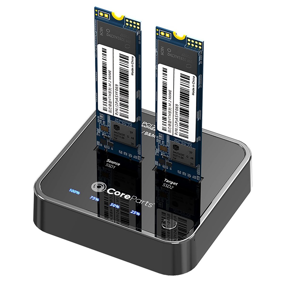 CoreParts MS-CLONER-NVME stazione di docking per unita di archiviazione USB 3.2 Gen 2 (3.1 Gen 2) Tipo-C Nera