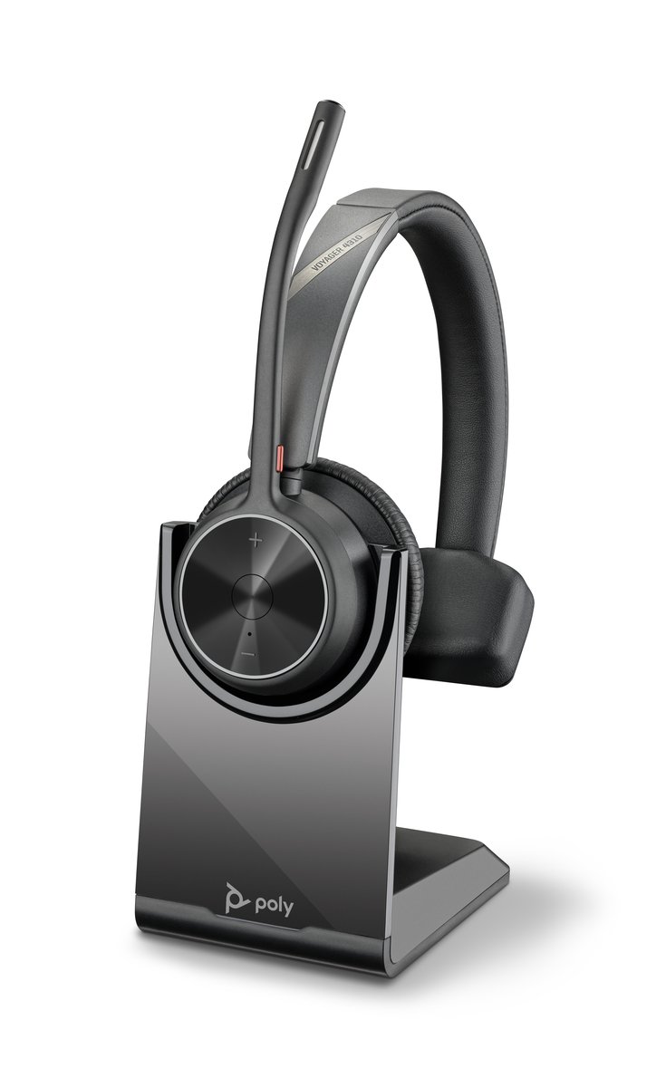 HP Poly Voyager 4310 UC Monaural Headset +BT700 USB-A Adapter +Charging Stand Auricolare Wireless A Padiglione Ufficio Bluetooth Base di ricarica Nero