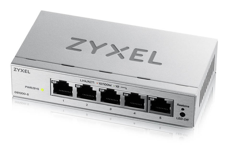 ZYXEL GS1200-5V3-EU0101F SWITCH SMART MANAGED -EASY MANAGEMENT GESTITO L2 - 5 PORTE LAN GIGABIT (10/100/1000) DESKTOP GIRIGIO