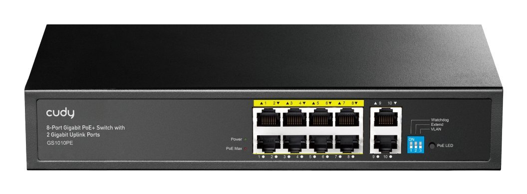 Cudy GS1010PE switch di rete Non gestito Gigabit Ethernet (10/100/1000) Supporto Power over Ethernet (PoE) Nero