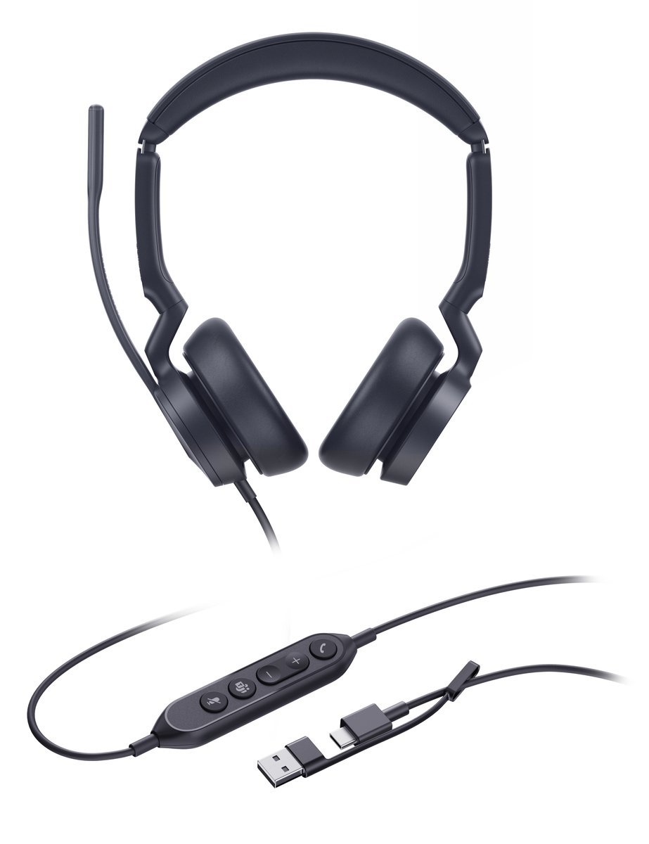 Yealink UH46 Dual Teams USB-C/A Auricolare Cablato A Padiglione Ufficio USB Type-C / USB Type-A Nero