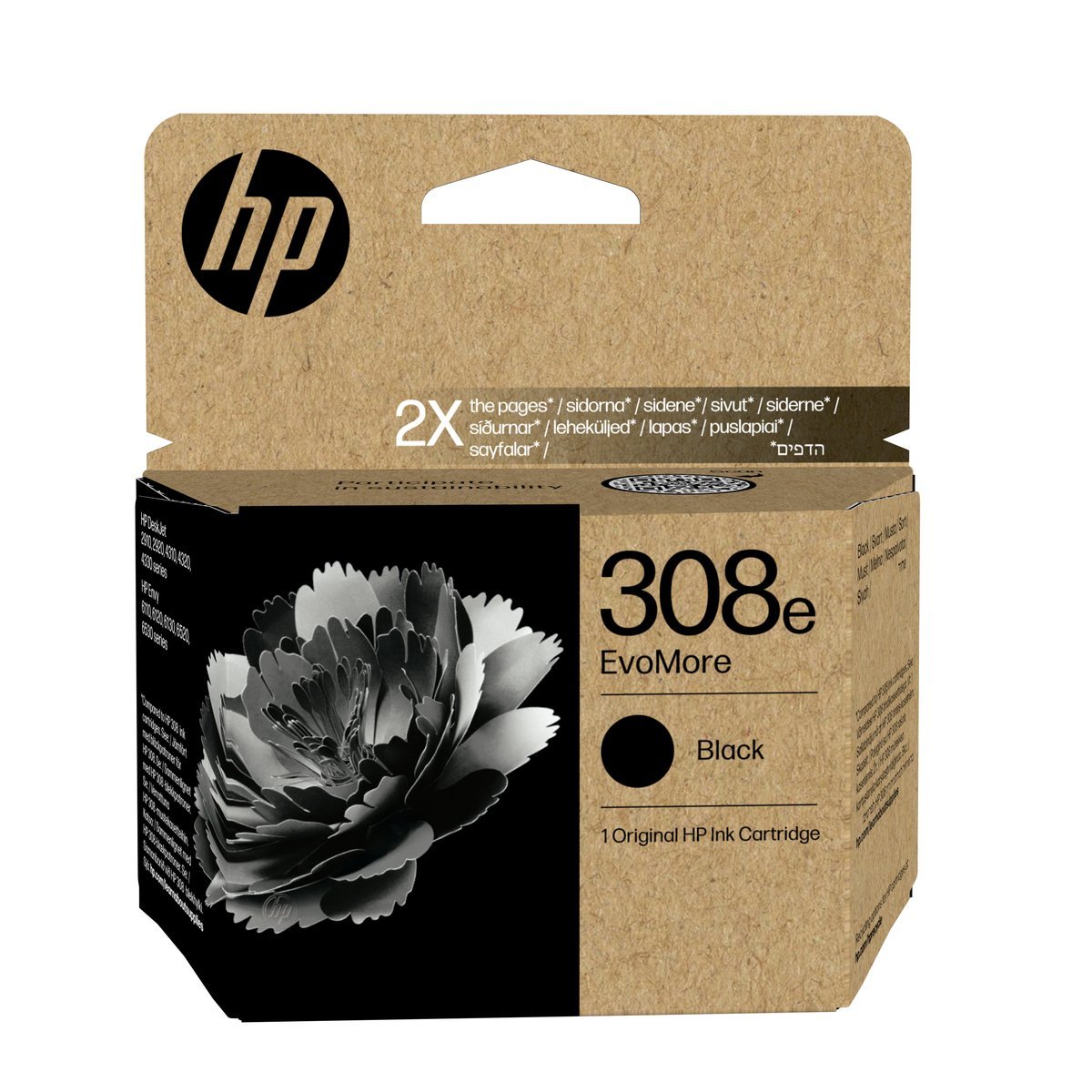 HP 308e EvoMore Black Original Ink Cartridge cartuccia d'inchiostro 1 pz Resa standard