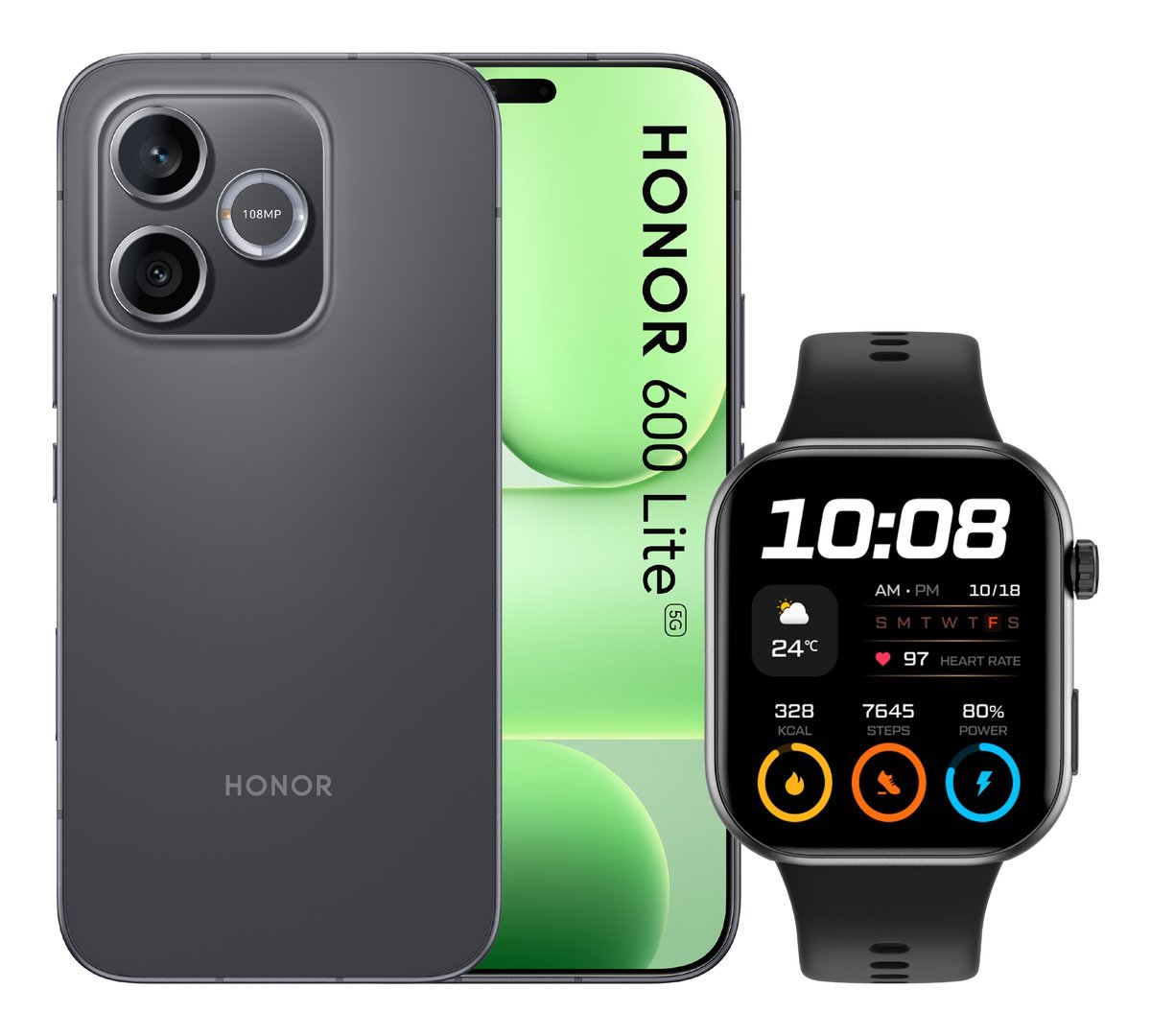 Honor 600 Lite 8+256GB 6.6"5G Velvet Black DS + Watch 2i ITA