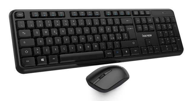 Vultech KM-811W tastiera Mouse incluso Ufficio Wireless a RF + USB QWERTY Italiano Nero