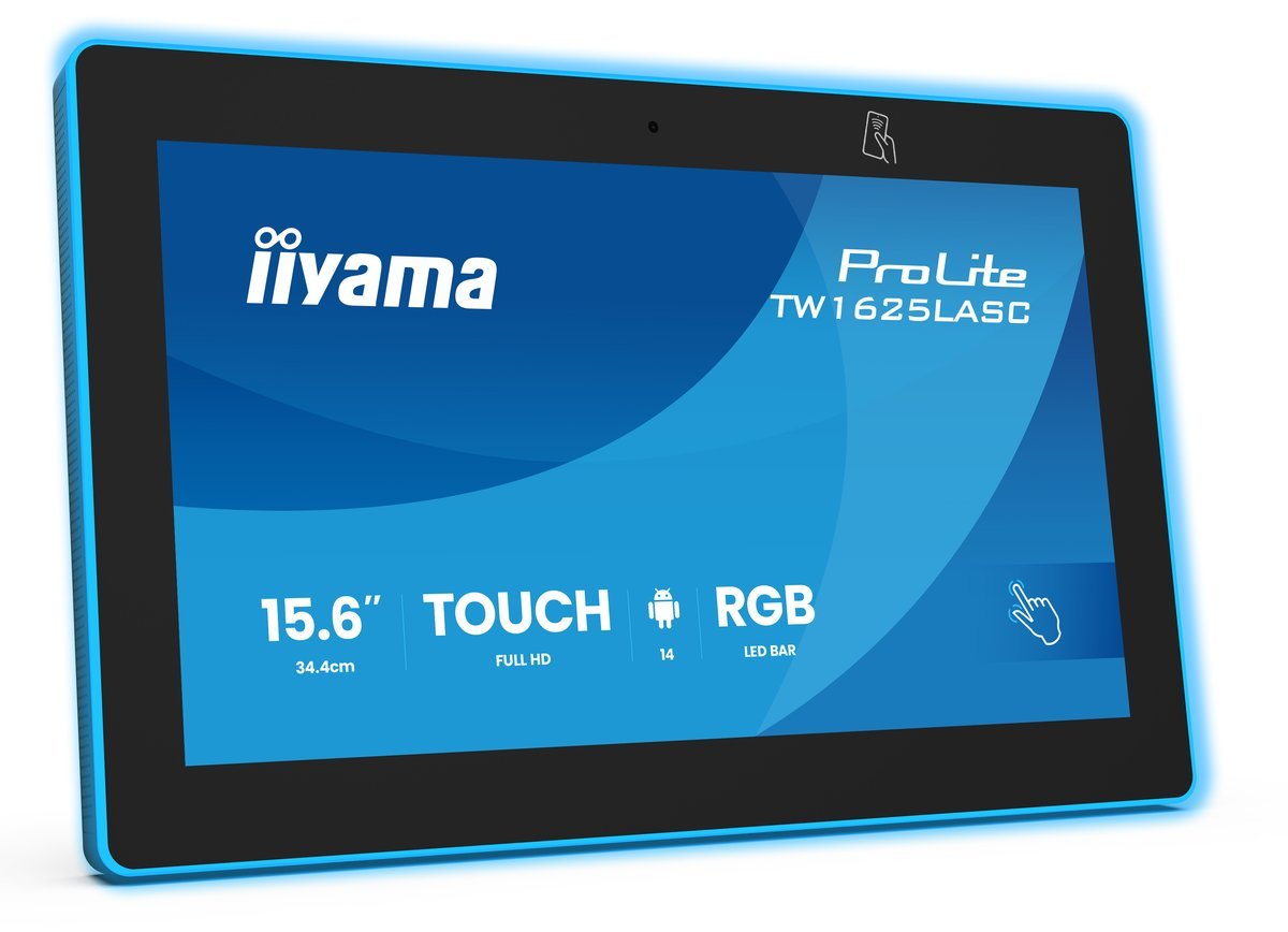 iiyama TW1625LASC-B3PNR 15,6" RGB LED-Lightbar Panel-PC con Android 14+GMS SOC Octa-core RK3576 4GB Memoria 32GB