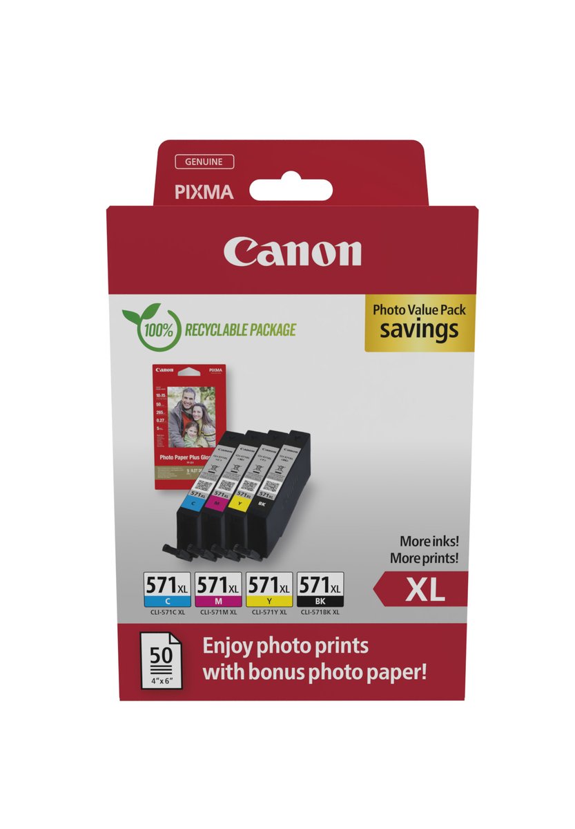Canon CLI-571 XL C/M/Y/BK Photo Value Pack - …