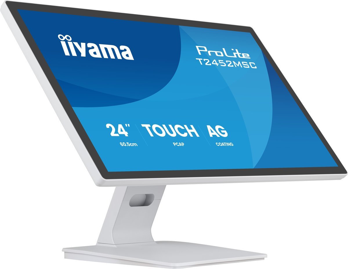 iiyama T2452MSC-W2AG Monitor Touch ProLite 24" IPS FHD PCAP 10-punti DeepContrast+ 420cd 120Hz HDMI DP USB bianco