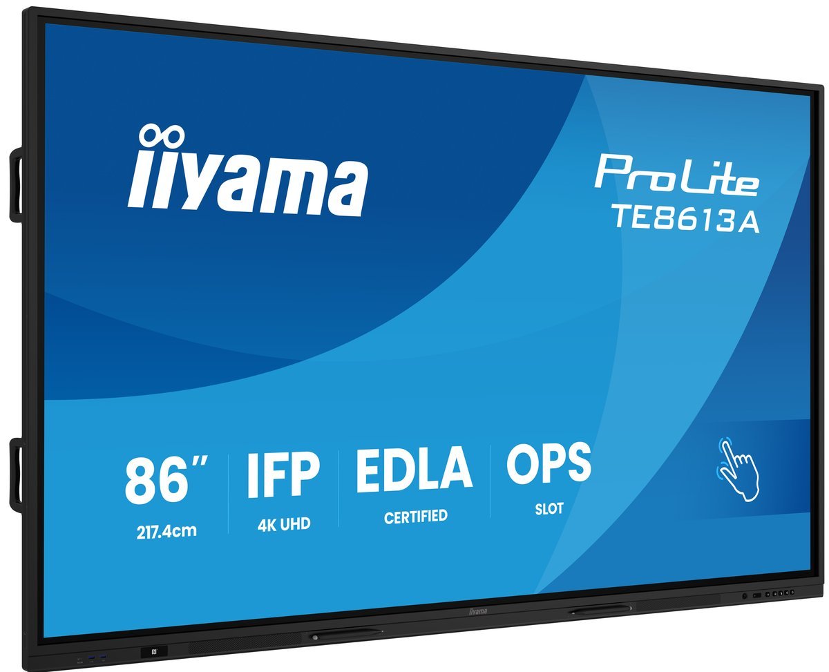 iiyama TE8613A-B2AG Pannello Piatto Interattivo IFP 86" IPS 4K IR 40 punti 500cd Android 14 Google EDLA 2x20W WiFi VESA