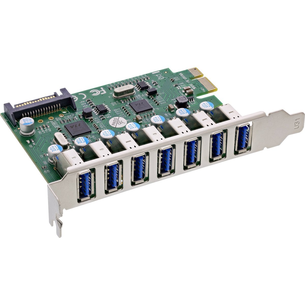 InLine Scheda di interfaccia 7x USB-A 3.2 Gen.1, PCIe, alimentazione SATA