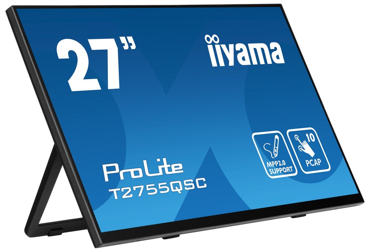 iiyama ProLite T2755QSC-B1 - Monitor a LED - 27" - touchscreen - 2560 x 1440 WQHD @ 75 Hz - IPS - 400 cd/m² - 1000:1 - 5 ms - HDMI, DisplayPort - altoparlanti - nero opaco