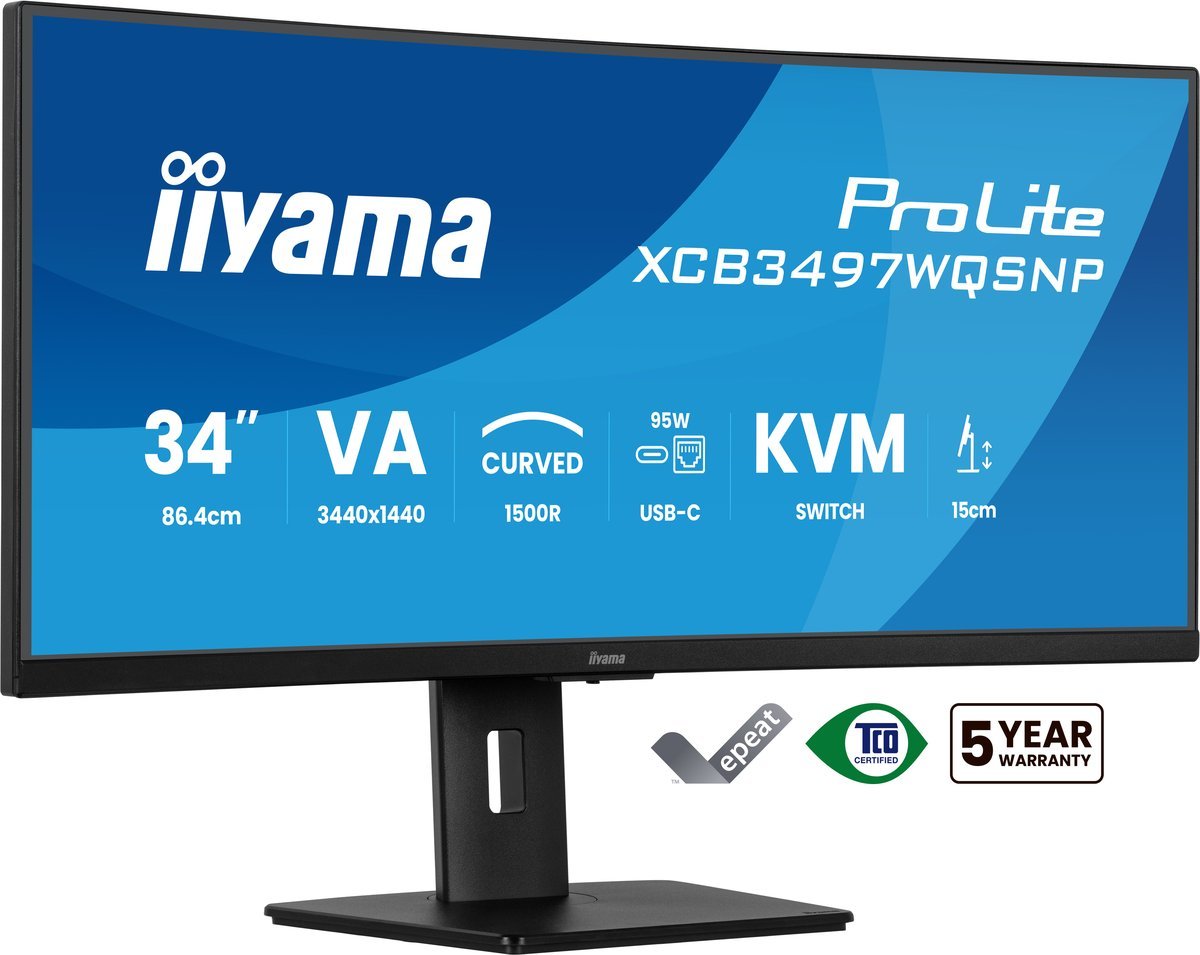 iiyama ProLite XCB3497WQSNP-B1, 86,4 cm (34?), 3440 x 1440 Pixel, UltraWide Quad HD, LED, Nero