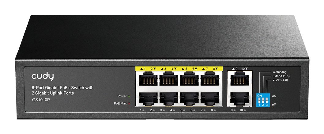 Cudy GS1010P switch di rete Gigabit Ethernet (10/100/1000) Supporto Power over Ethernet (PoE) Montaggio da desktop/parete Nero