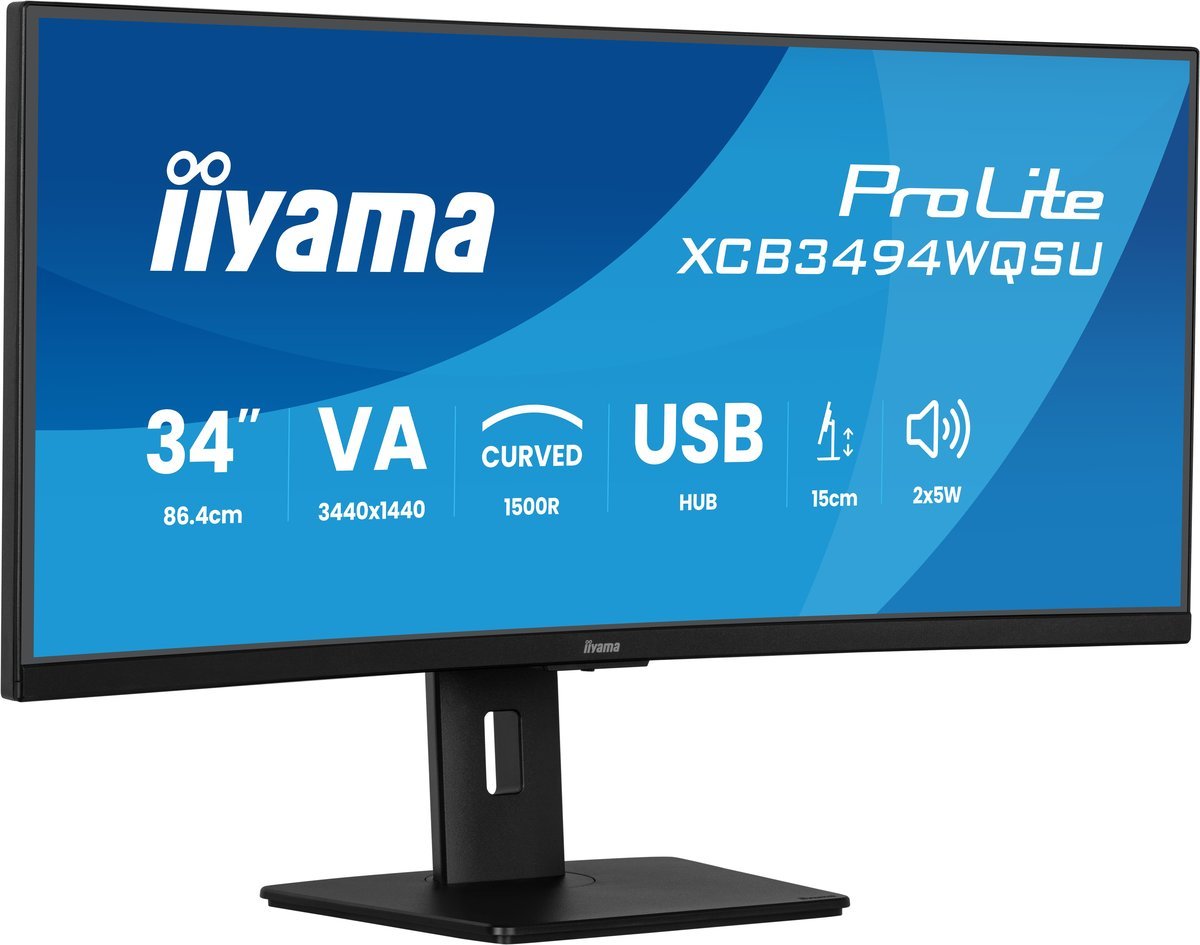 iiyama ProLite XCB3494WQSU-B1, 86,4 cm (34?), 3440 x 1440 Pixel, UltraWide Quad HD, LED, 0,4 ms, Nero