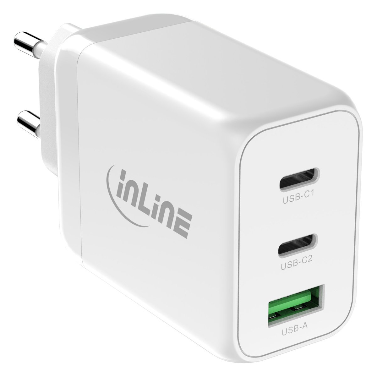 InLine Caricatore USB-C GaN 65W 3 porte - 2x USB-C + USB-A, Power Delivery 3.0, Quick Char