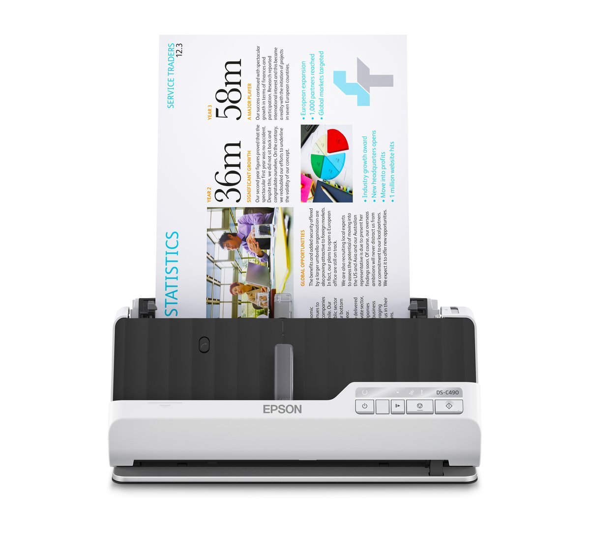 Epson DS-C490 - Scanner con alimentatore di fogli - Duplex - A4/Legal - 600 dpi x 600 dpi - ADF (Alimentatore automatico documenti) (20 pagine) - USB 2.0