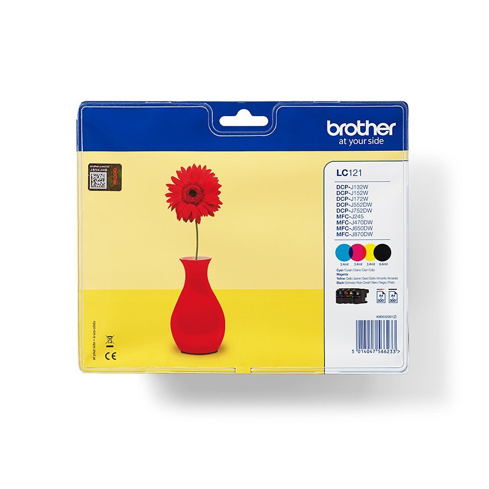 Brother LC-121VALBPDR cartuccia d'inchiostro 4 pz Originale Nero, Ciano, Magenta, Giallo