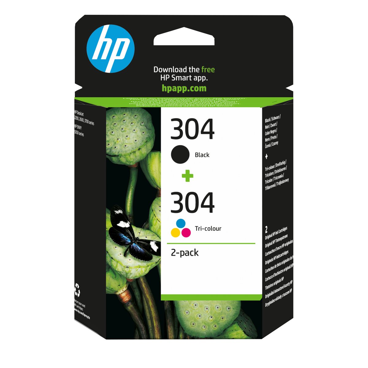 HP 304 2-pack Black/Tri-color Original Ink Cartridges cartuccia d'inchiostro 2 pz Originale Resa standard Nero, Ciano, Magenta, Giallo