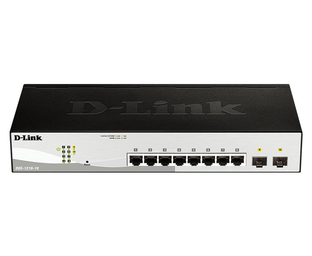 D-Link DGS-1210-10 switch di rete Gestito L2 Gigabit Ethernet (10/100/1000) 1U Nero, Grigio