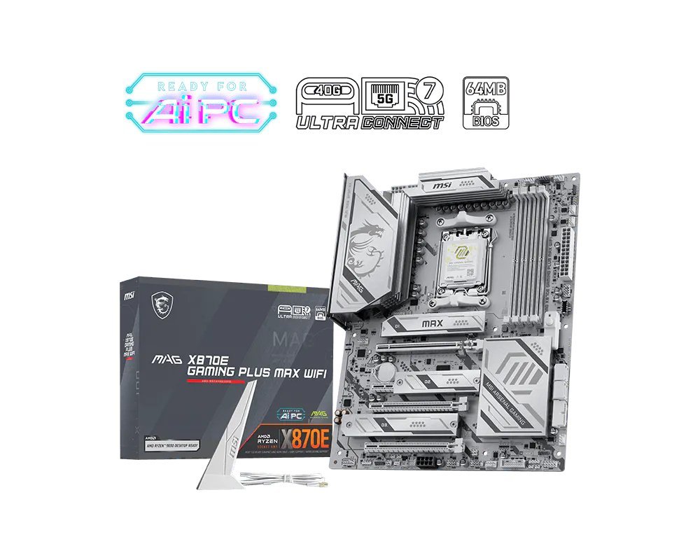 MSI MAG X870 Gaming PLUS MAX WiFi - Scheda madre ATX AM5, chipset X870, DDR5-8200+, Wi-Fi 7, USB4, PCIe 5.0