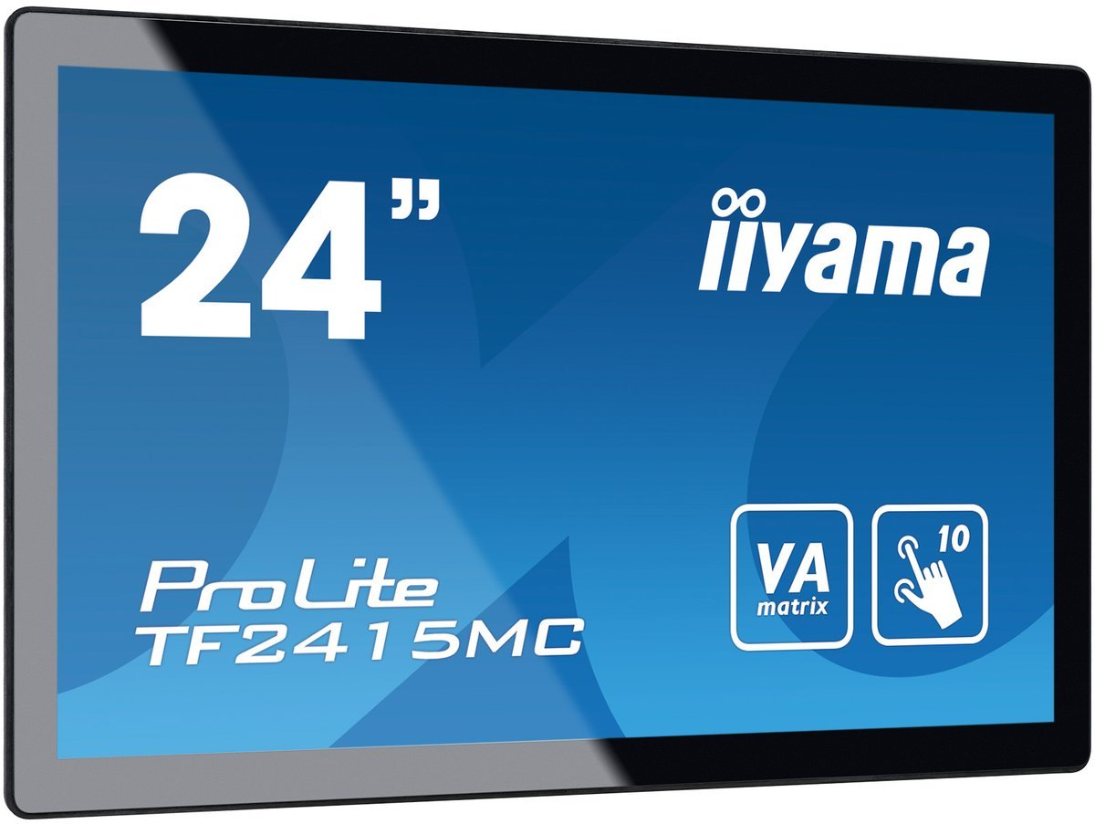 iiyama ProLite TF2415MC-B2 - Monitor a LED - 23.8" - telaio aperto - touchscreen - 1920 x 1080 Full HD (1080p) @ 60 Hz - VA - 350 cd/m² - 3000:1 - 16 ms - HDMI, VGA, DisplayPort - nero