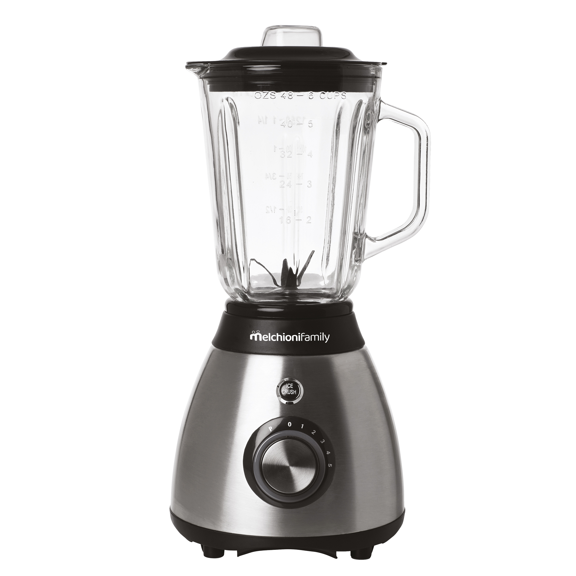 Frullatore Frullo Glass - con bicchiere in vetro - 600 W - nero/argento - Melchioni family