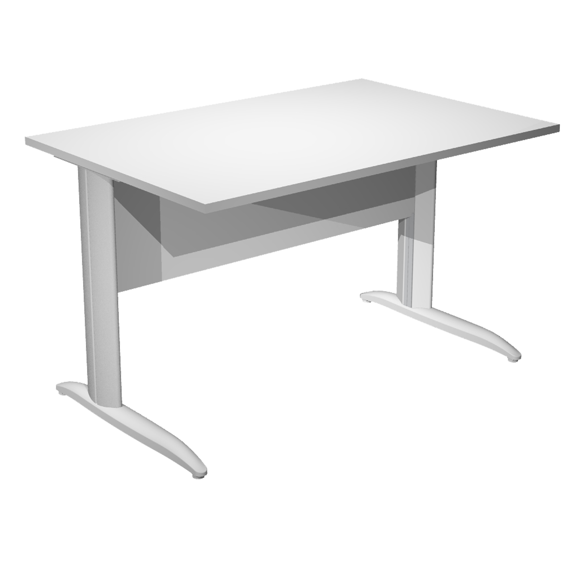 Scrivania lineare Easy - 140 x 80 x 72 cm - Bianco/grigio alluminio