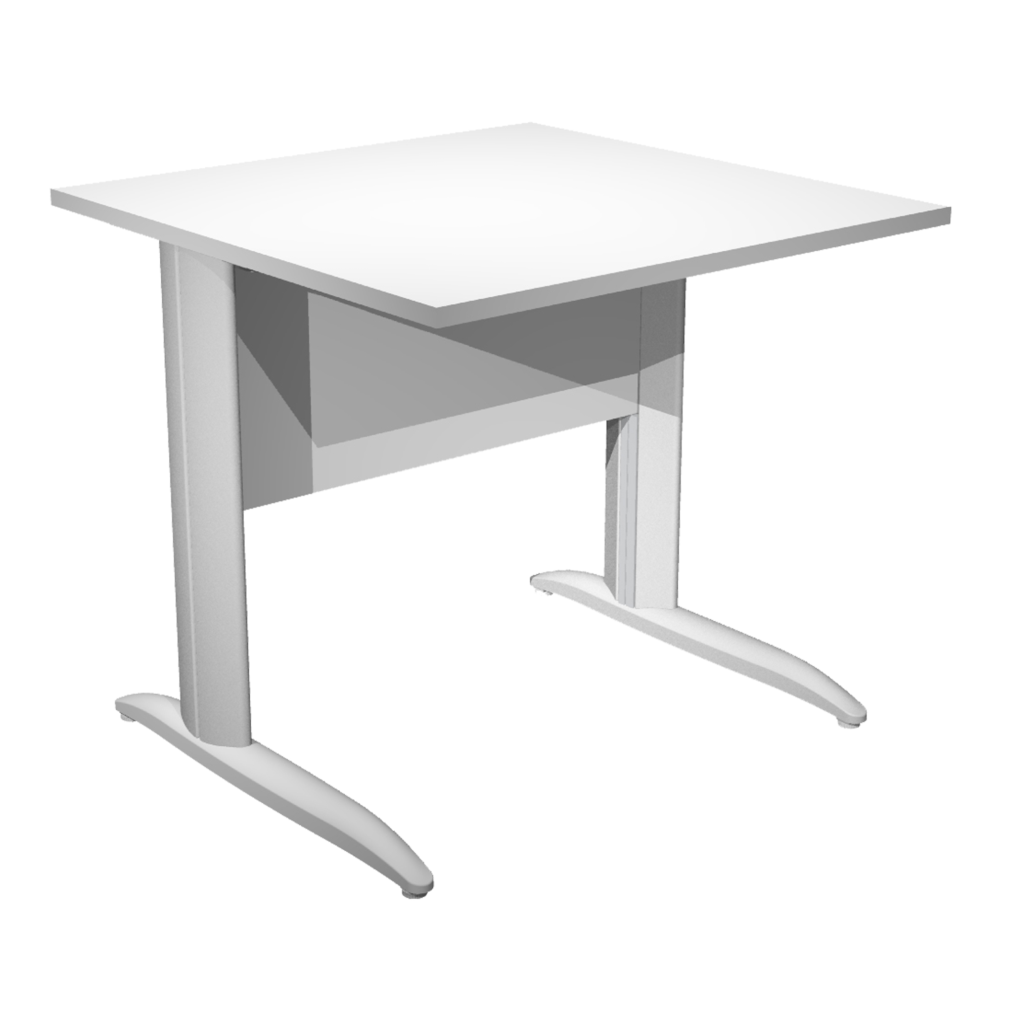 Scrivania lineare Easy - 80 x 80 x 72 cm - Bianco/grigio alluminio