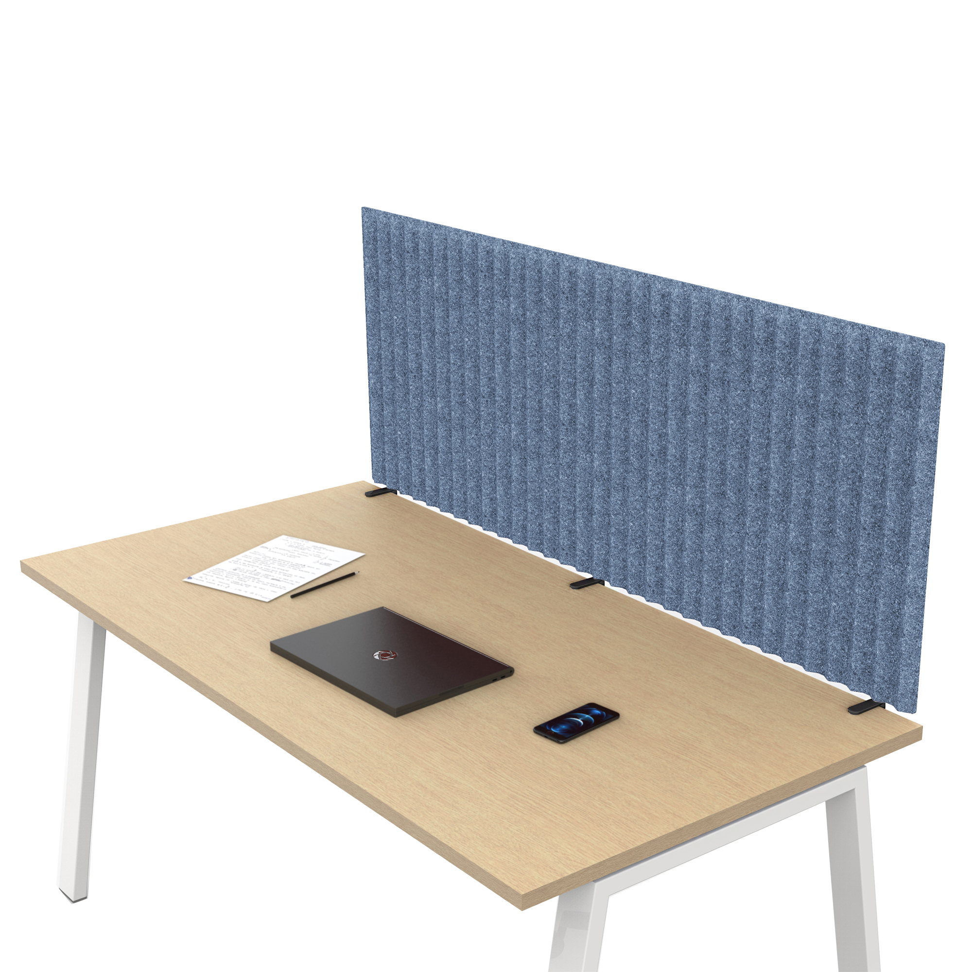 Pannello fonoassorbente per scrivania - 75 x 40 cm - morsetti neri - azzurro