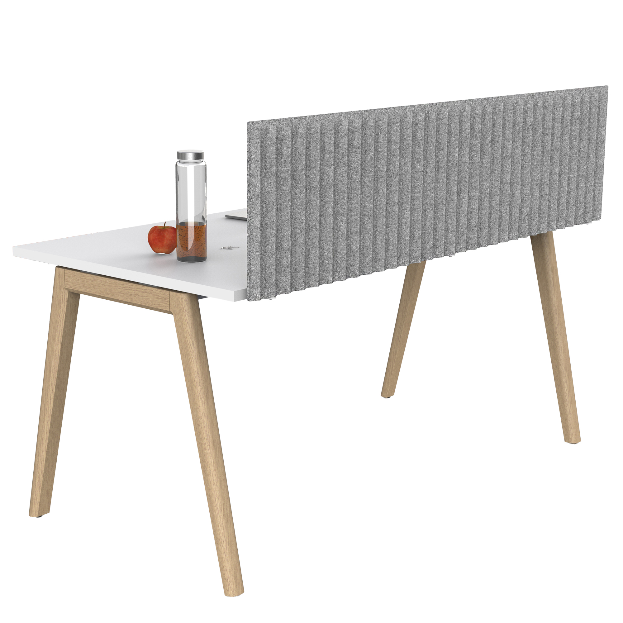 Pannello fonoassorbente per scrivania - 155 x 40 cm - morsetti neri - grigio chiaro