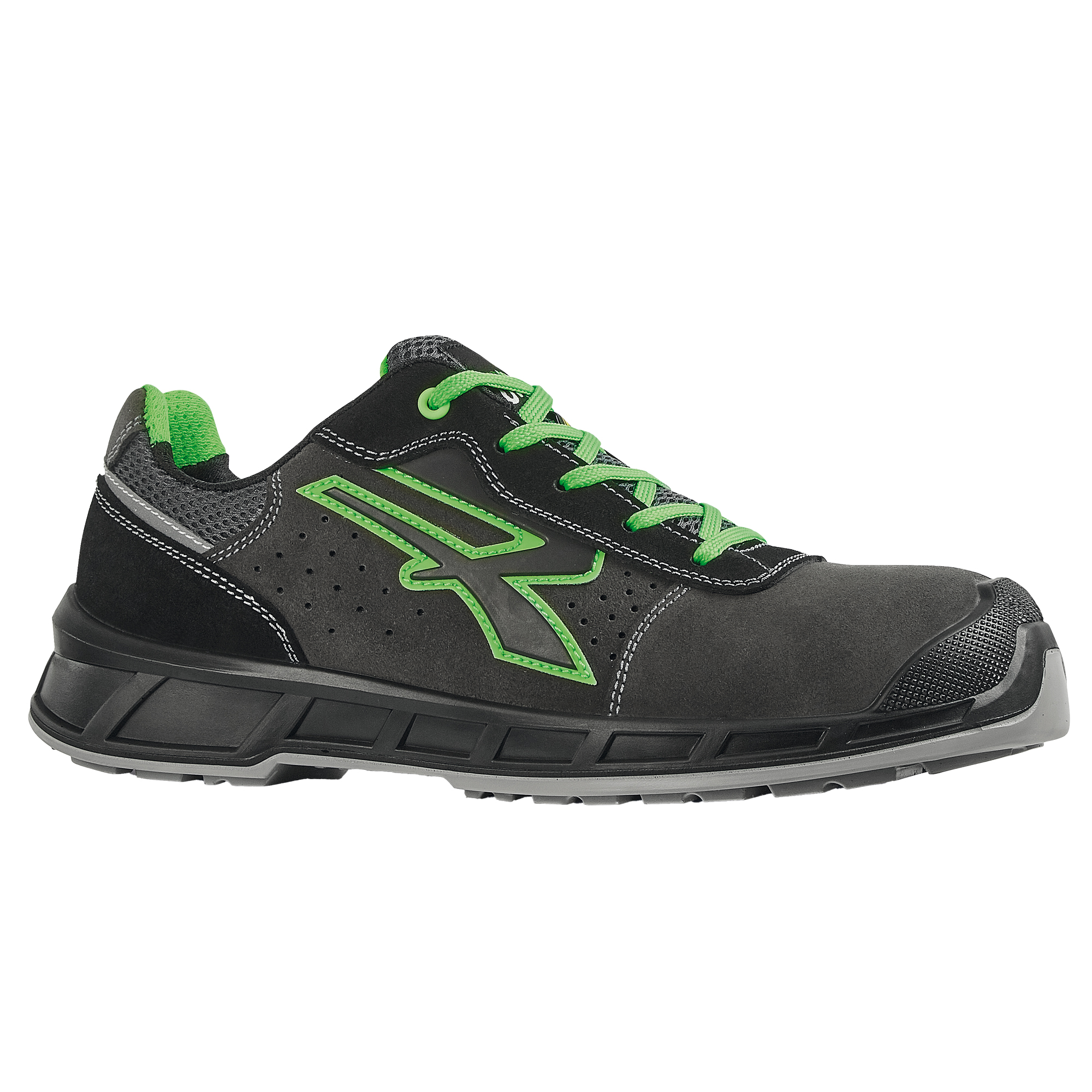 Calzatura di sicurezza Taylor S1P S - numero 35 - pelle scamosciata - nero/verde - U-Power
