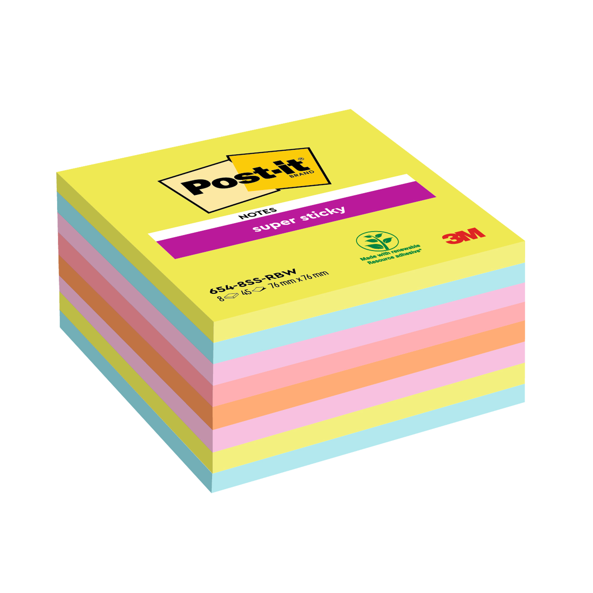 Blocco Post-it Super Sticky - 654-8SSRBW - 76 …
