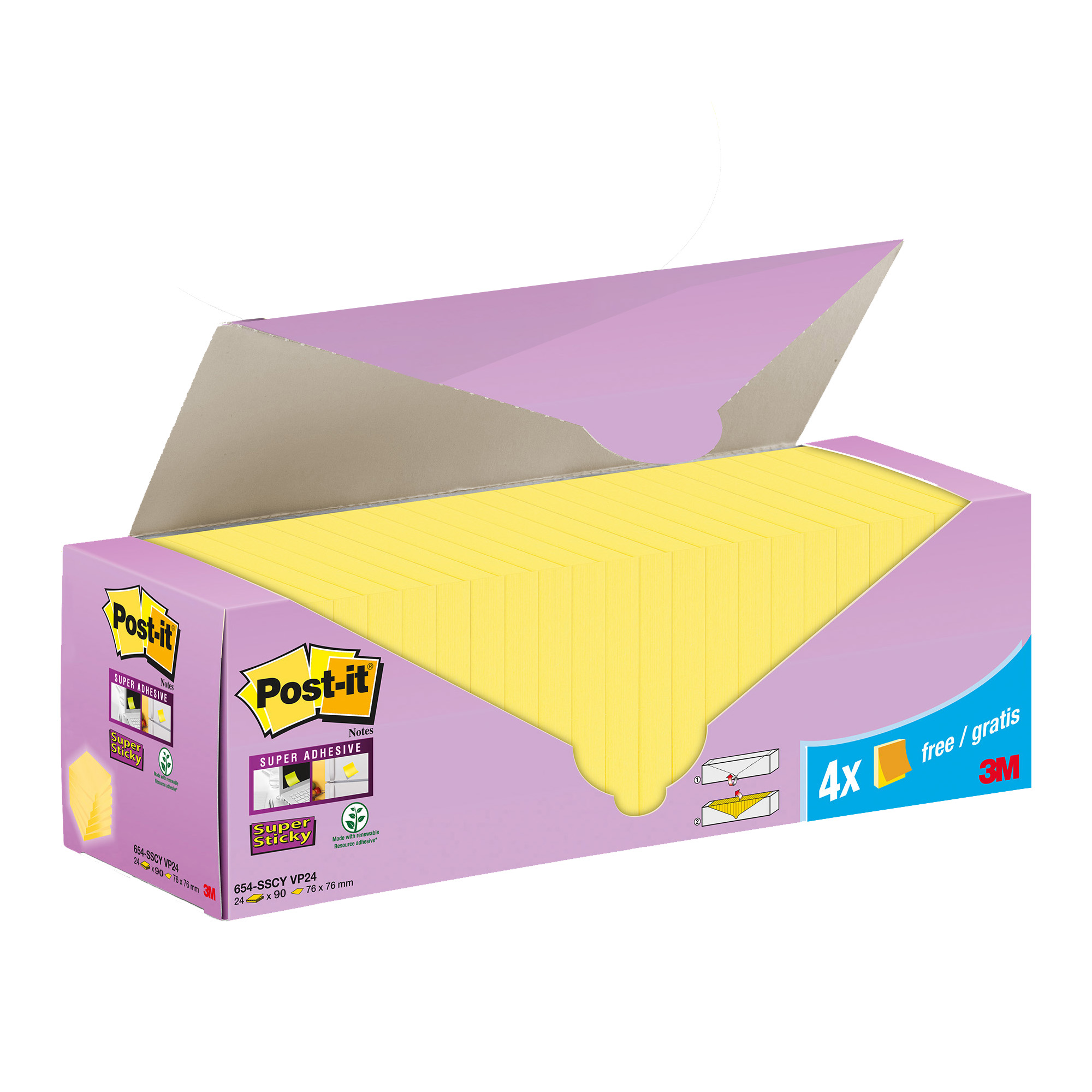 Blocco foglietti Post-it Super Sticky - 654-SSCY-VP24 - …
