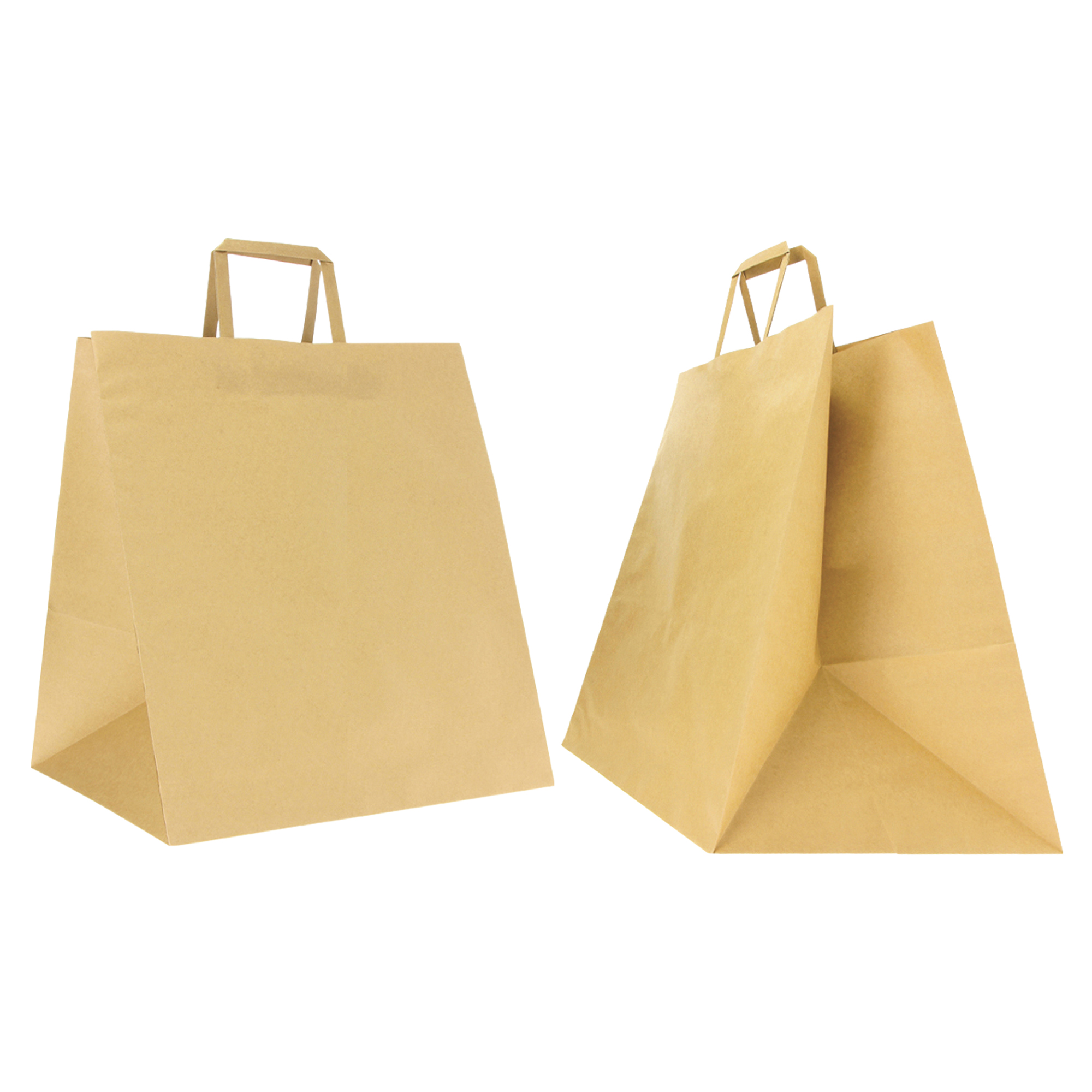 Shoppers Flat Maxi Plus - maniglie piattina - 40 x 35 x 35 cm - carta kraft - avana - Mainetti Bags - conf. 100 pezzi i