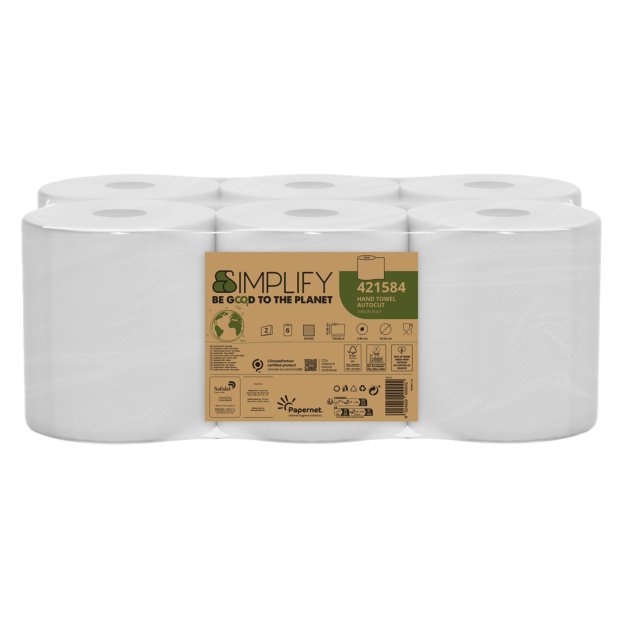 FSC Asciugamano in Rotolo Autocut L130m x D18,5cm SIMPLIFY Papernet