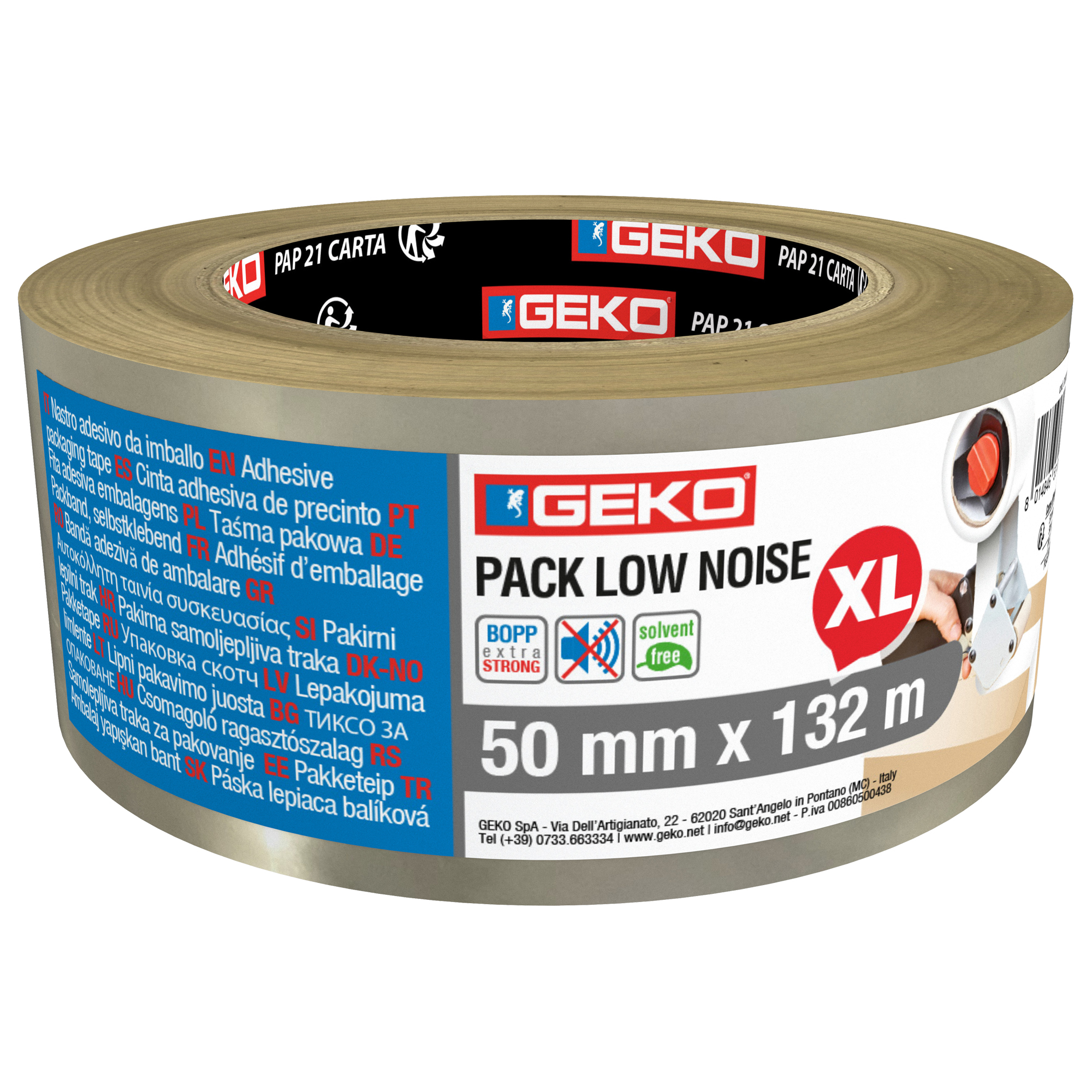 Nastro da imballo PP low noise 50mmx132mt trasparente Geko