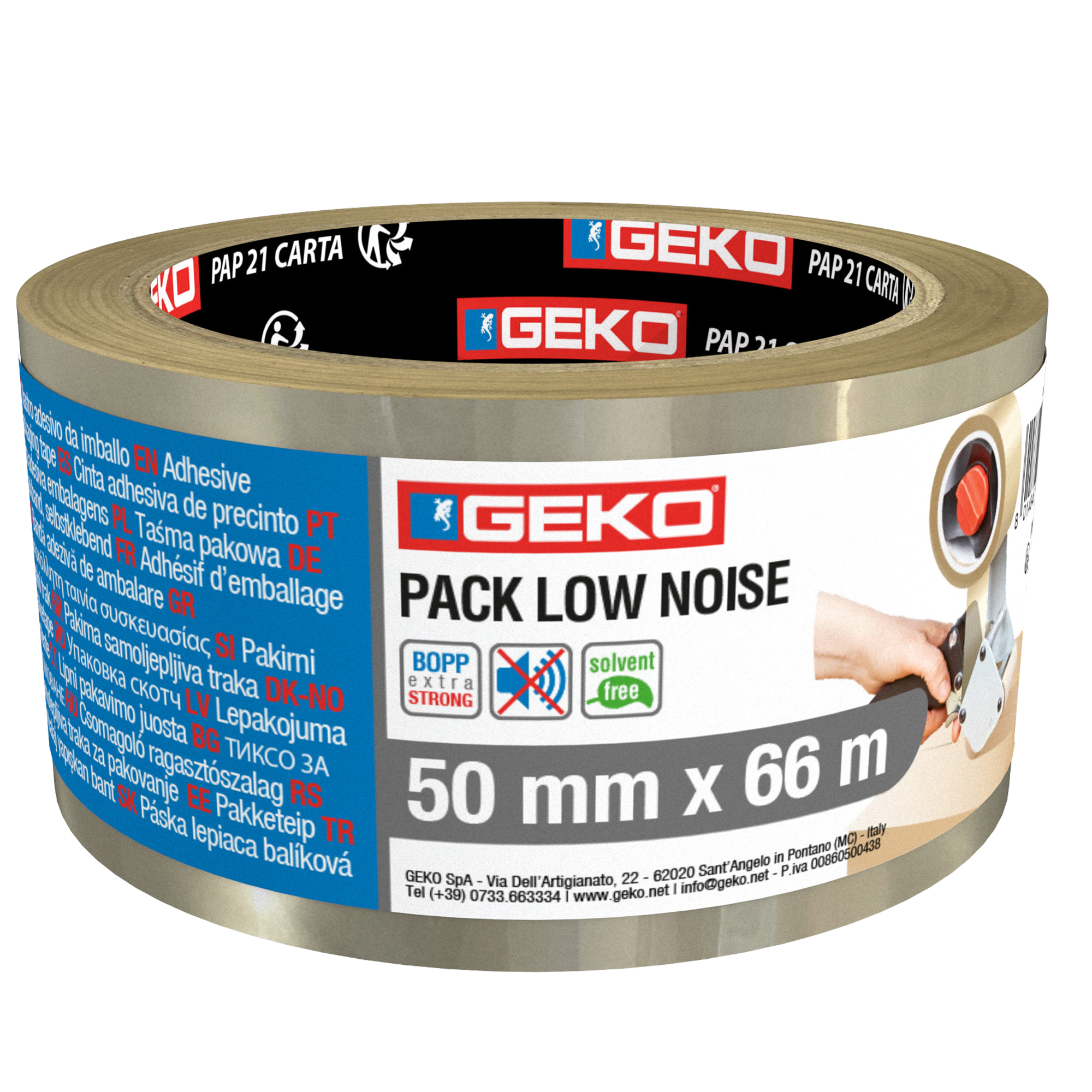 Nastro da imballo PP low noise 50mmx66mt trasparente Geko
