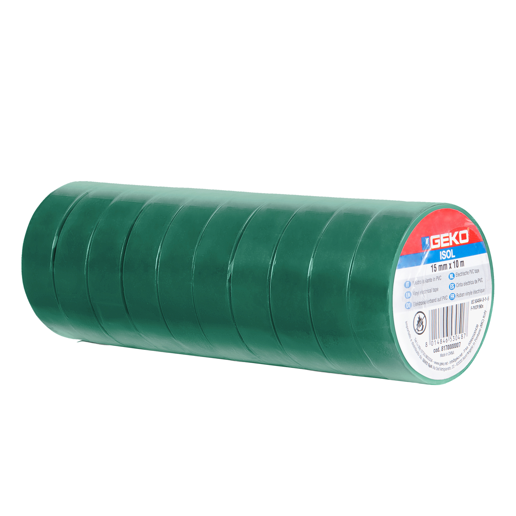 Nastro adesivo isolante 15mmx10mt verde Geko